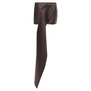 PRADA 2022 Runway brown silk satin origami trail train mini skirt IT40 S